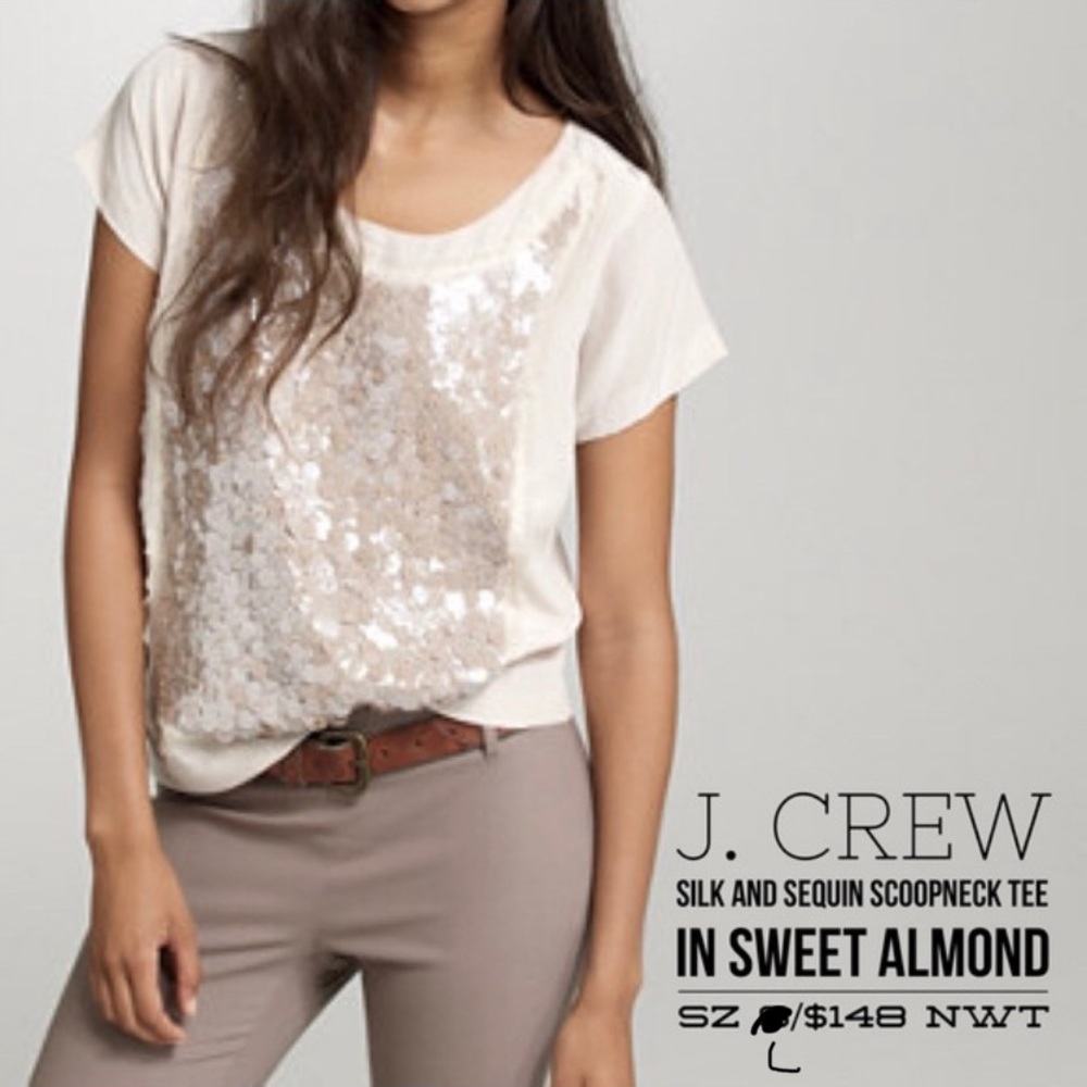 J Crew Scoop Neck Sequin and Silk Top